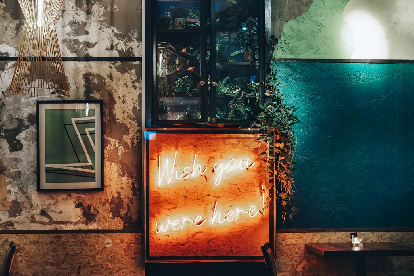 Neon sign on the wall